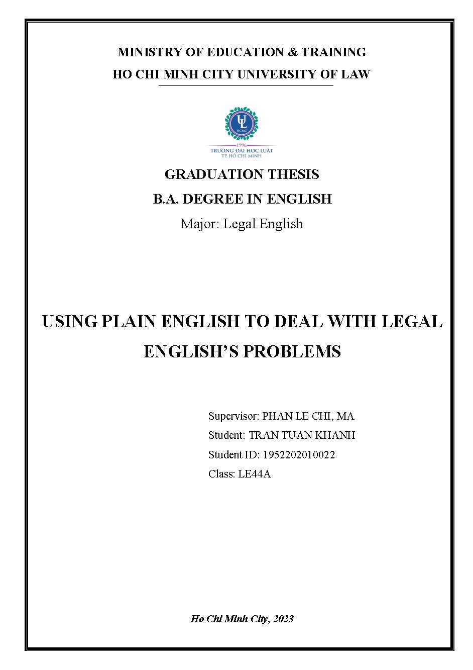Using Plain English To Deal With Legal English’s Problems