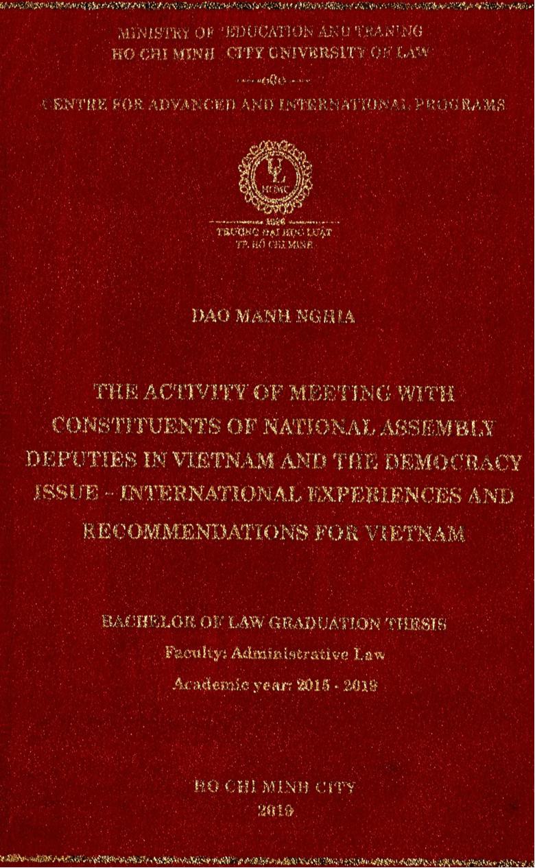 The activity of meeting with constituents of national assembly deputies in VietNam and the democracy issue - international experiences and recommendations for VietNam