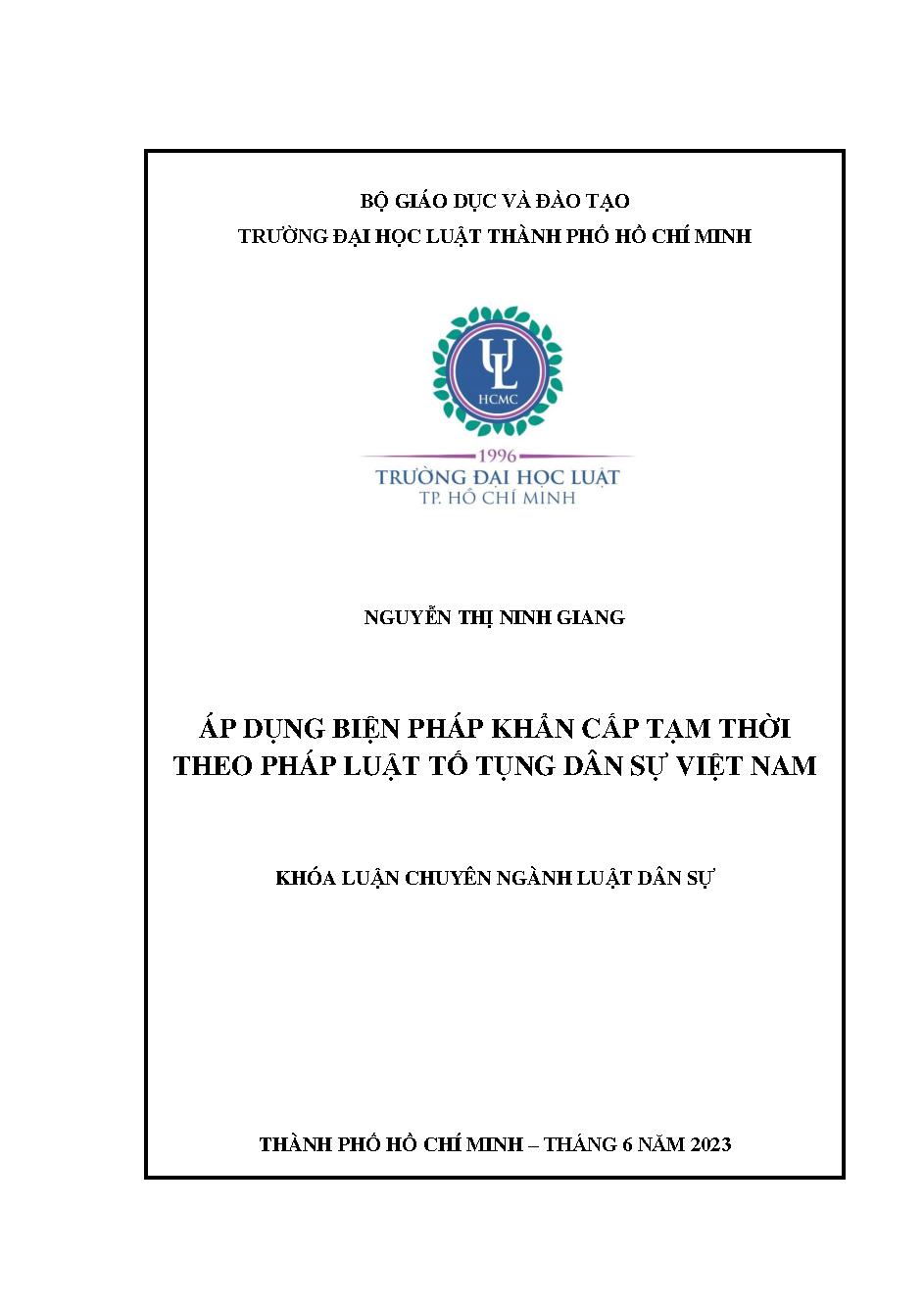 Áp dụng biện pháp khẩn cấp tạm thời theo pháp luật tố tụng dân sự Việt Nam