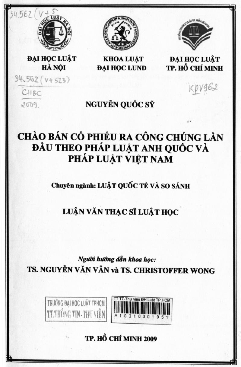 Chào bán cổ phiếu ra công chúng lần đầu theo pháp luật Anh quốc và pháp luật Việt Nam