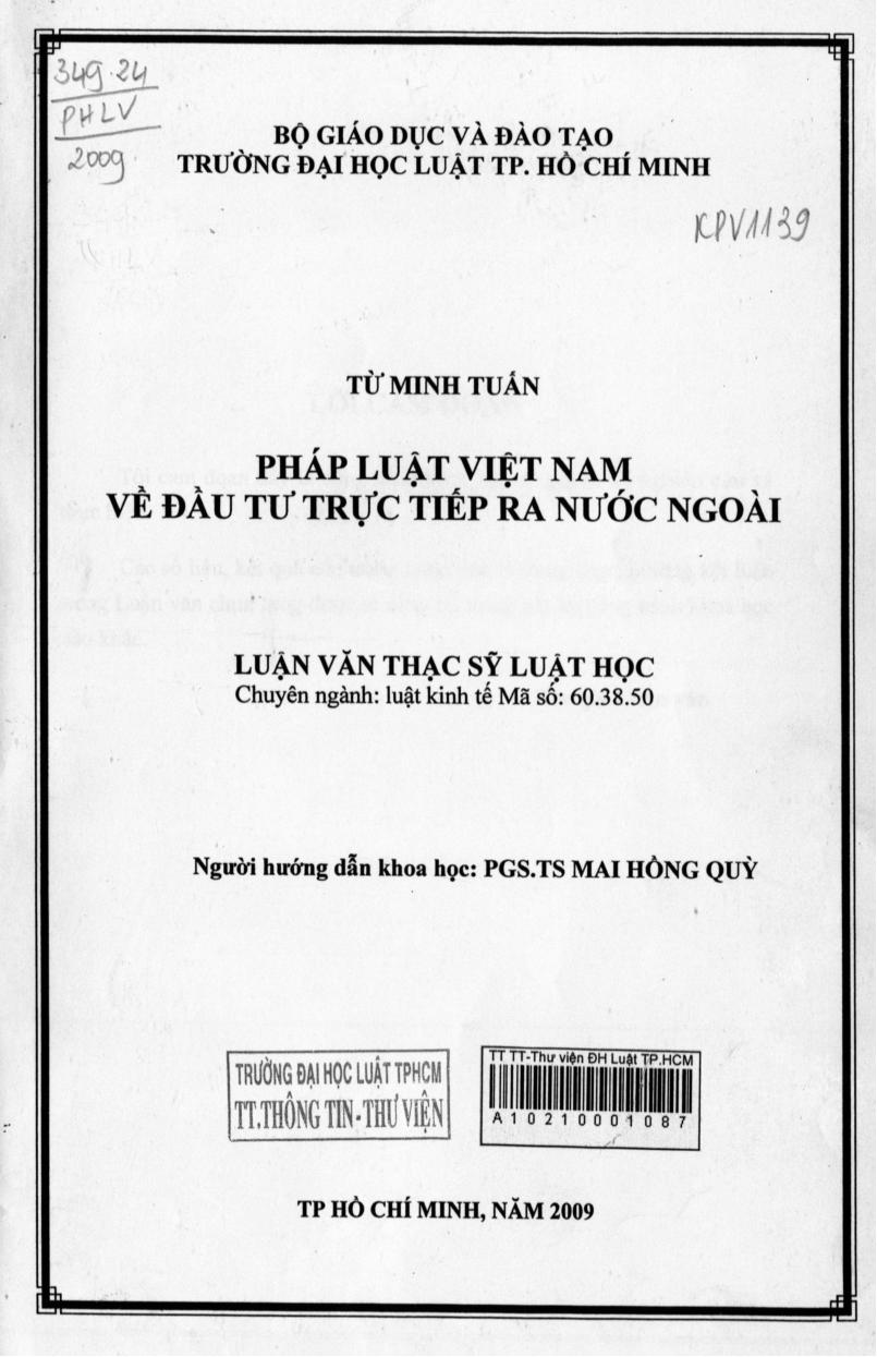 Pháp luật Việt Nam về đầu tư trực tiếp ra nước ngoài