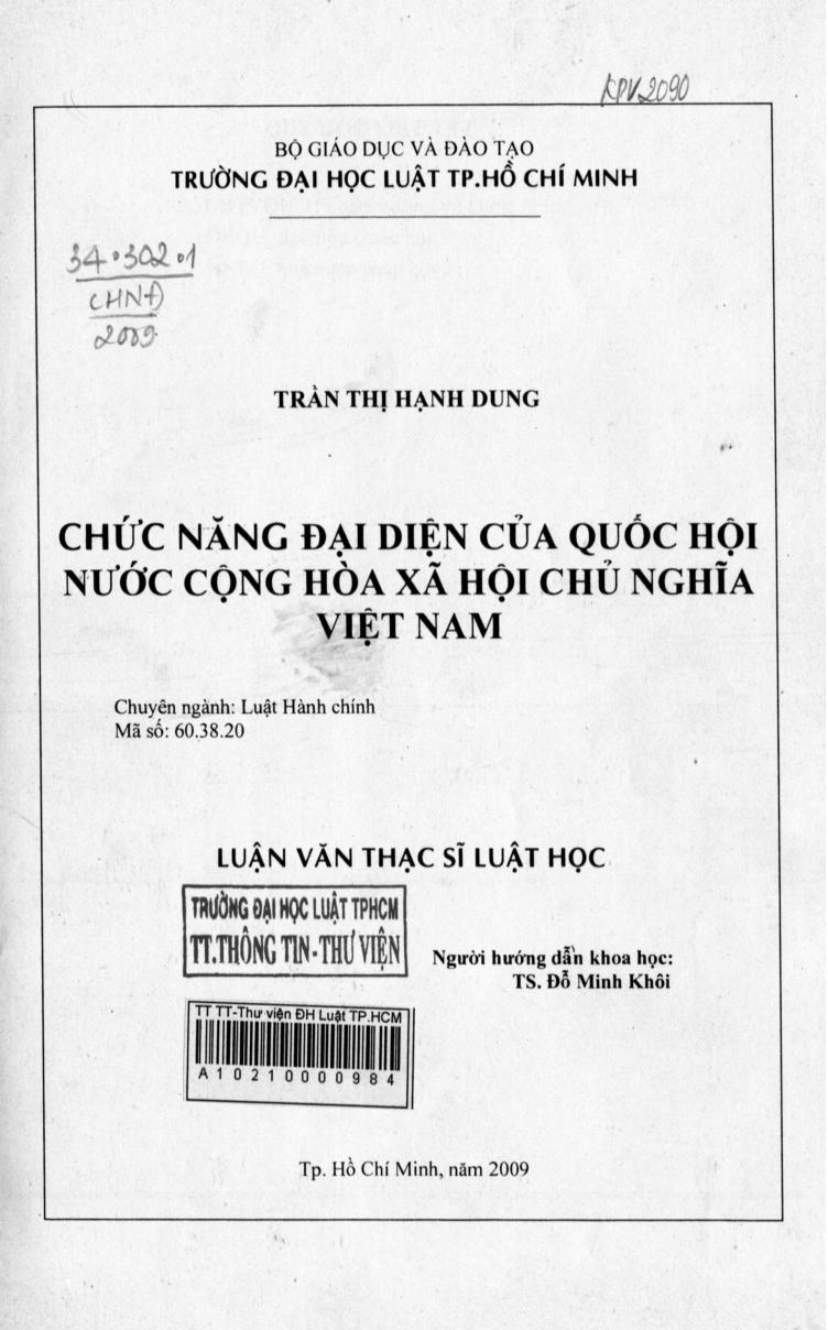 Chức năng đại diện của Quốc hội nước Cộng hòa Xã hội Chủ ngĩa Việt Nam