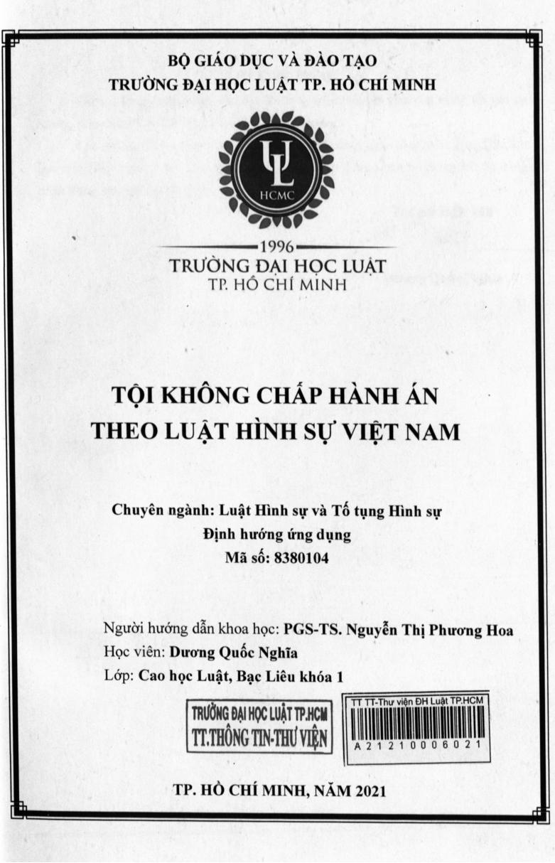 Tội không chấp hành án theo luật hình sự Việt Nam