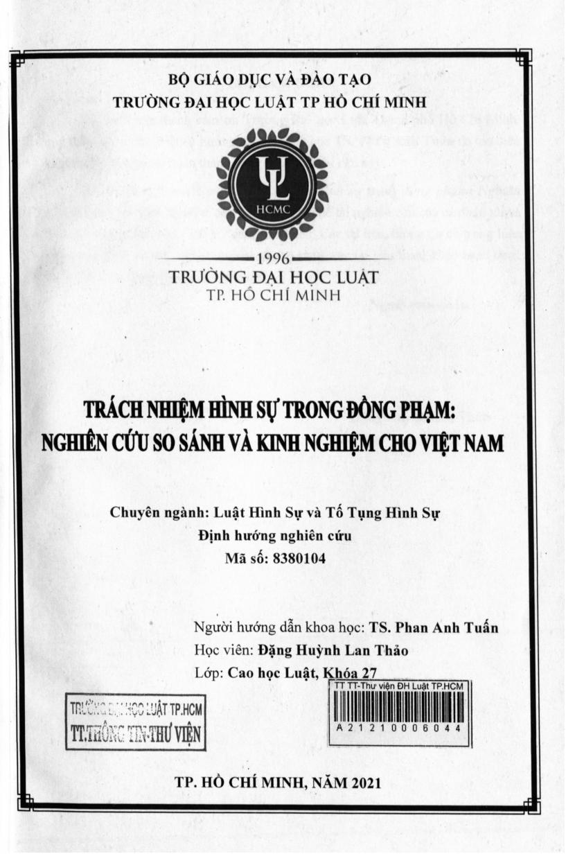 Trách nhiệm hình sự trong đồng phạm: Nghiên cứu so sánh và kinh nghiệm cho Việt Nam