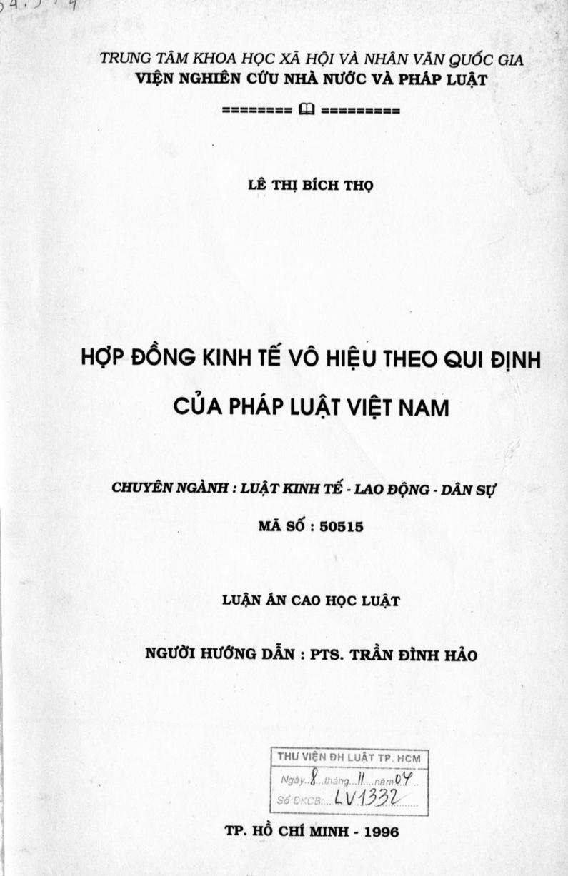 Hợp đồng kinh tế vô hiệu theo quy định của pháp luật Việt Nam