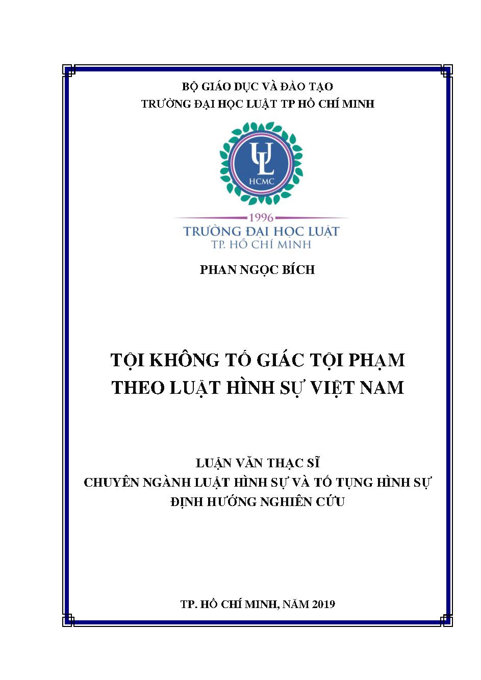 Tội không tố giác tội phạm theo luật hình sự Việt Nam