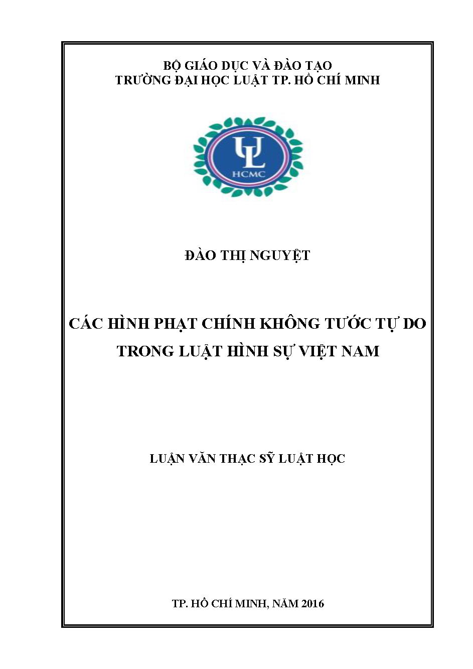 Các hình phạt chính không tước tự do trong luật hình sự Việt Nam