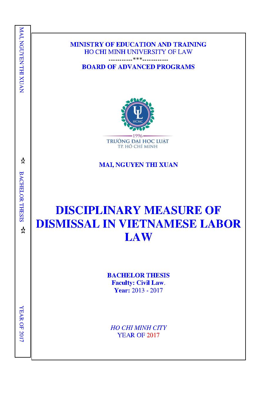 Disciplinary measure of dismissal in Vietnamese labor law