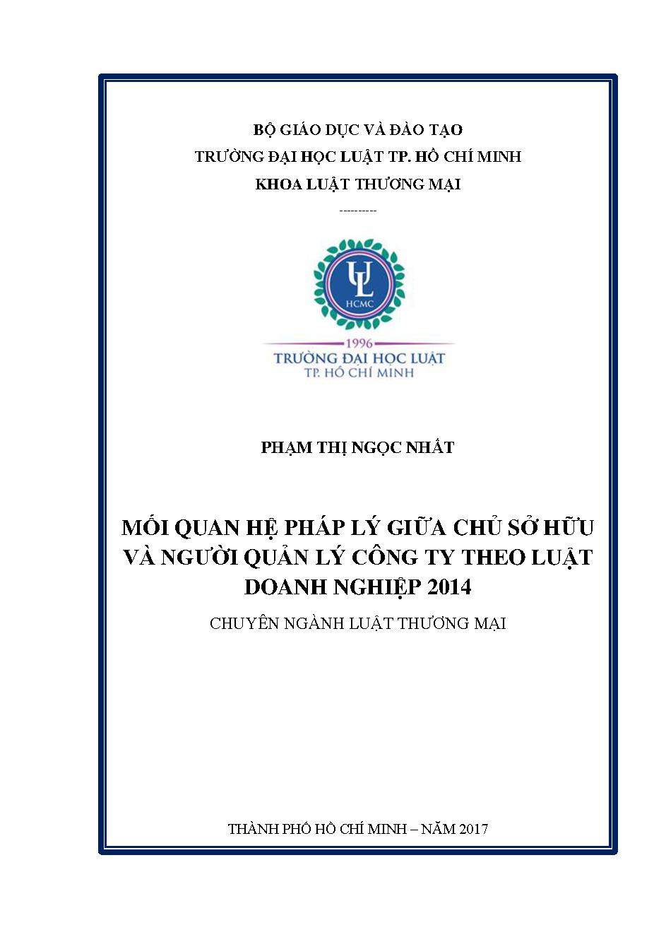 Mối quan hệ pháp lý giữa chủ sở hữu và người quản lý công ty theo Luật Doanh nghiệp 2014