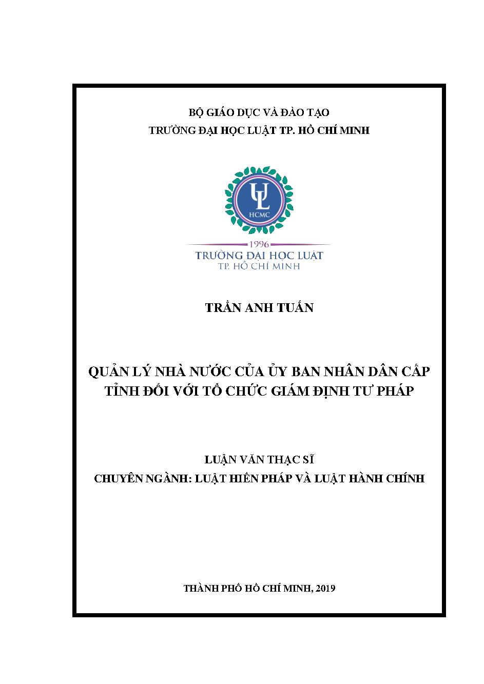 Quản lý nhà nước của Ủy ban nhân dân cấp Tỉnh đối với tổ chức giám định tư pháp