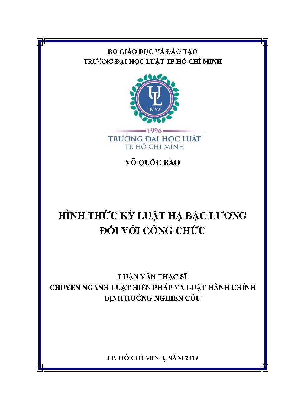 Hình thức kỷ luật hạ bậc lương đối với công chức