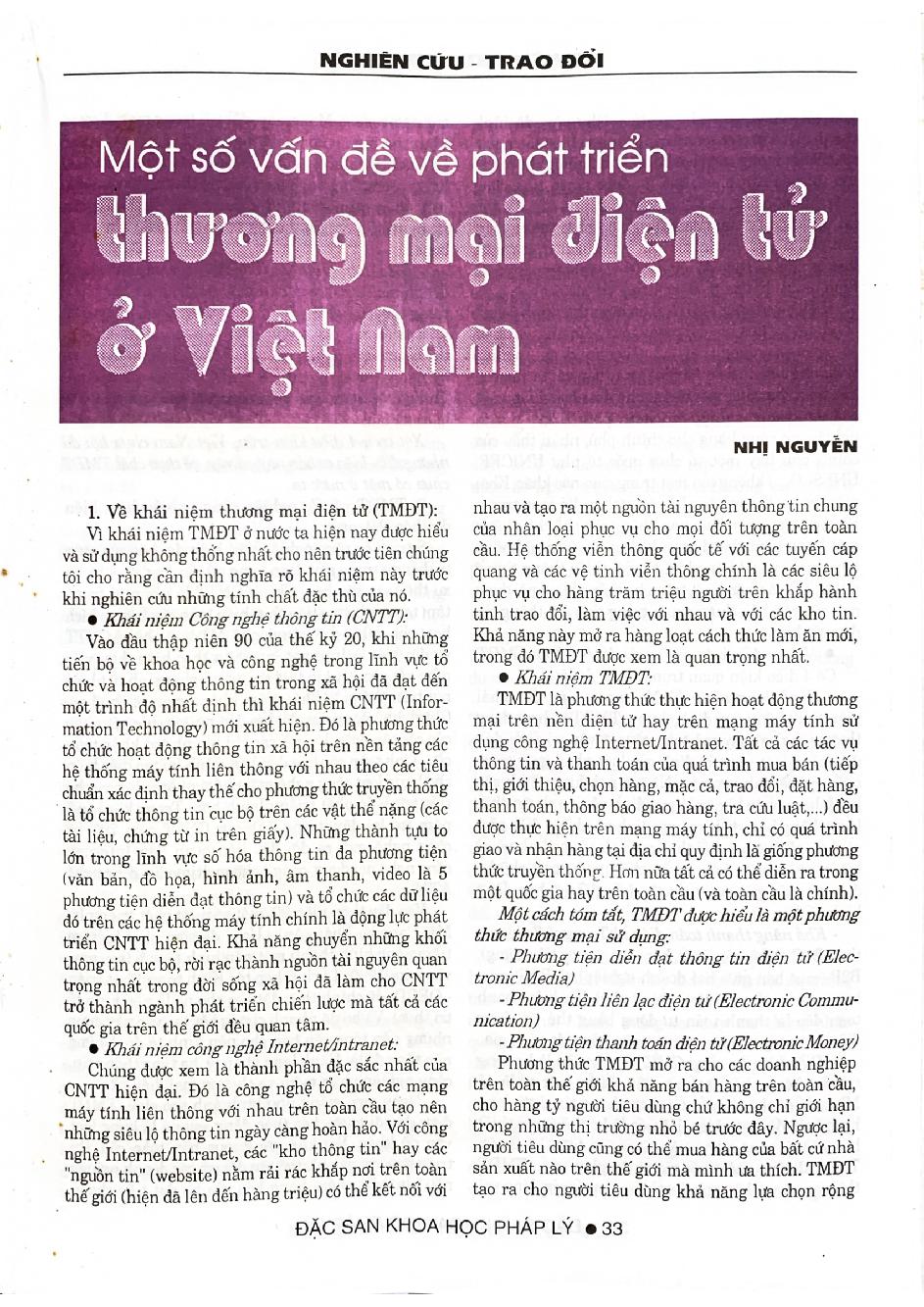 Một số vấn đề về phát triển thương mại điện tử ở Việt Nam