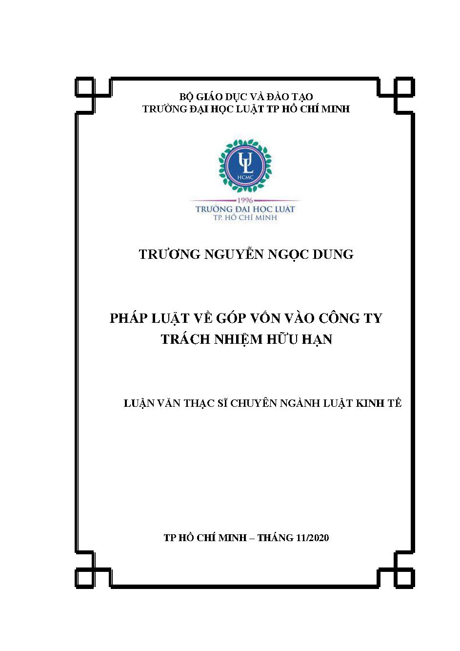 Pháp luật về góp vốn vào công ty trách nhiệm hữu hạn