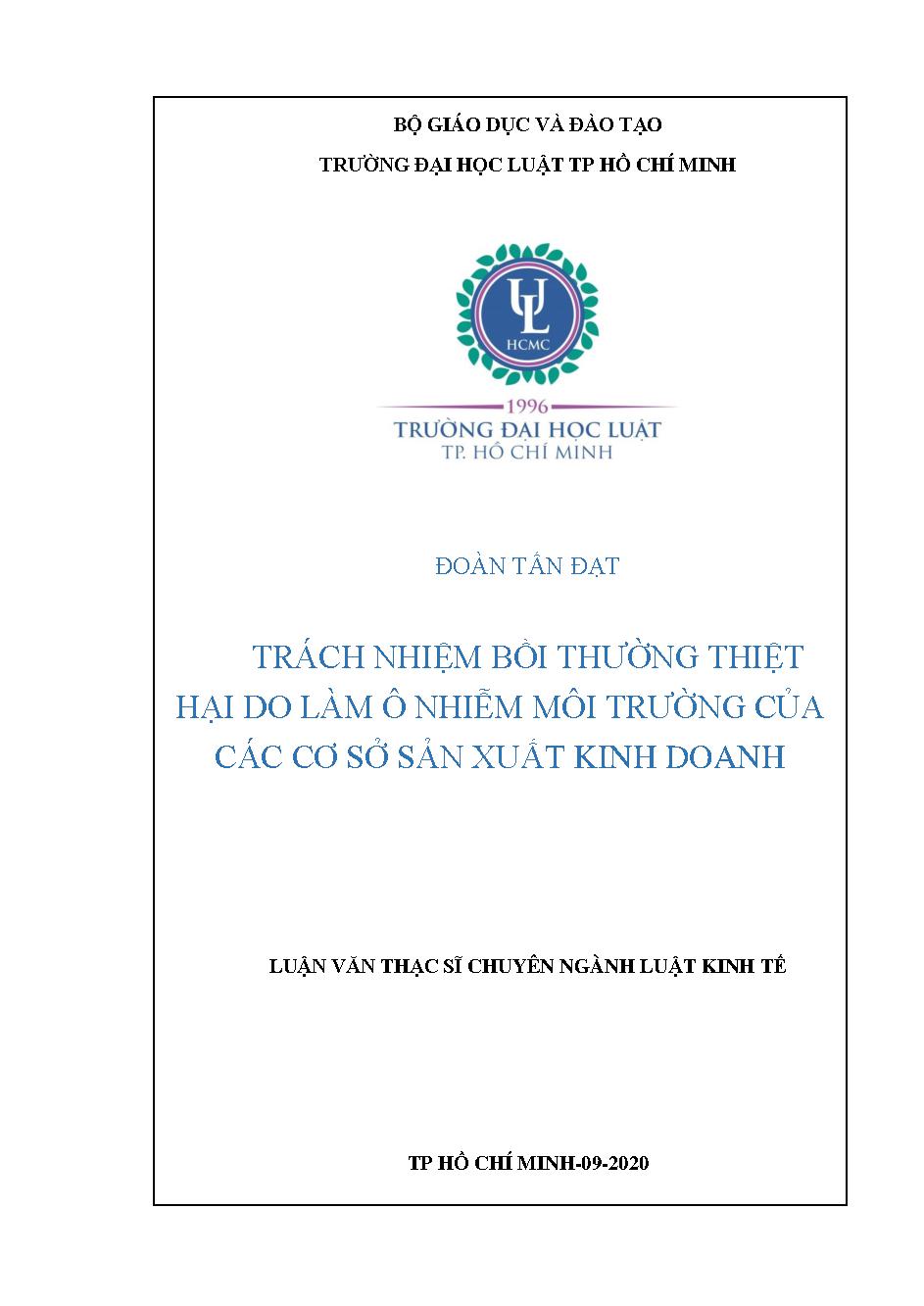 Trách nhiệm bồi thường thiệt hại do làm ô nhiễm môi trường của các cơ sở sản xuất kinh doanh