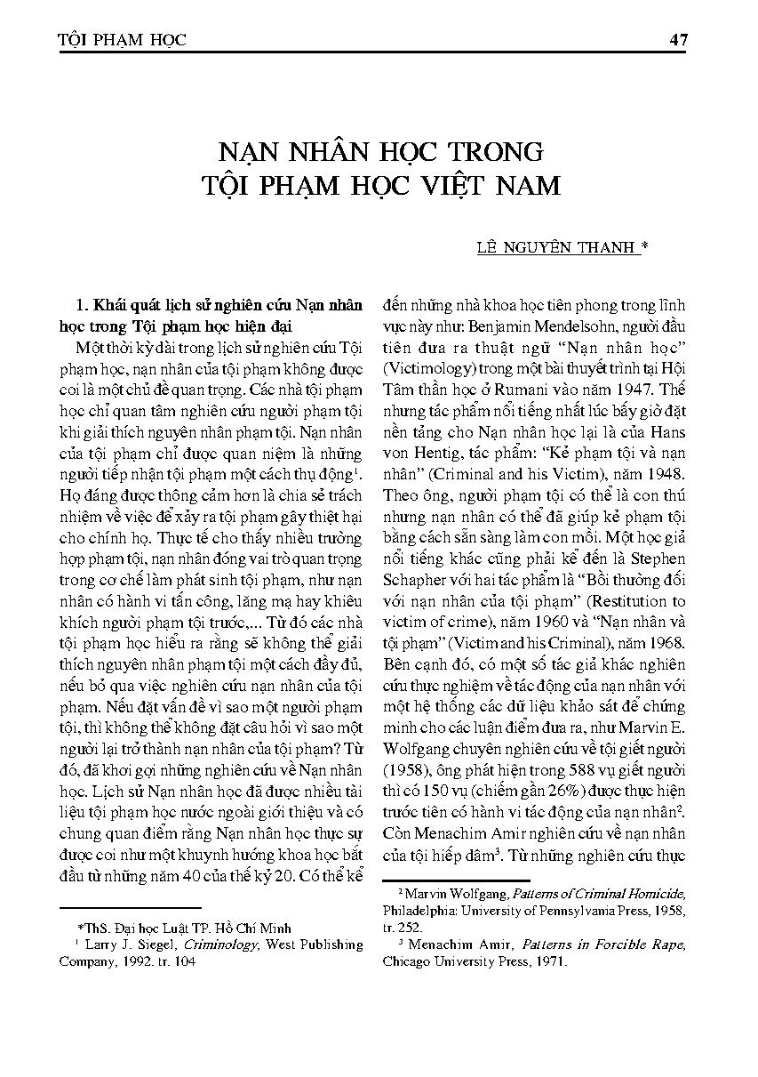 Nạn nhân học trong tội phạm học Việt Nam
