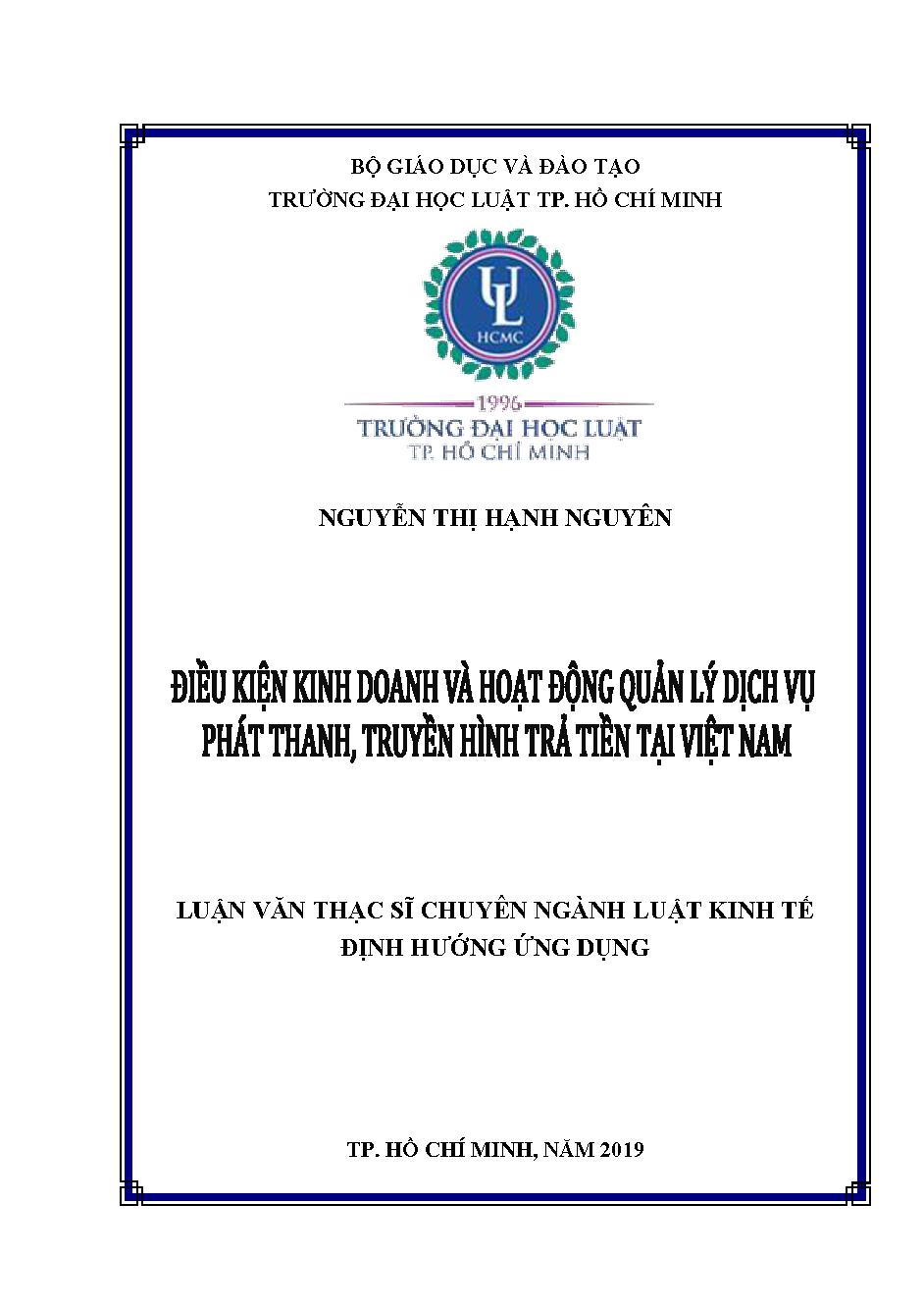 Điều kiện kinh doanh và hoạt động quản lý dịch vụ phát thanh, truyền hình trả tiền tại Việt Nam