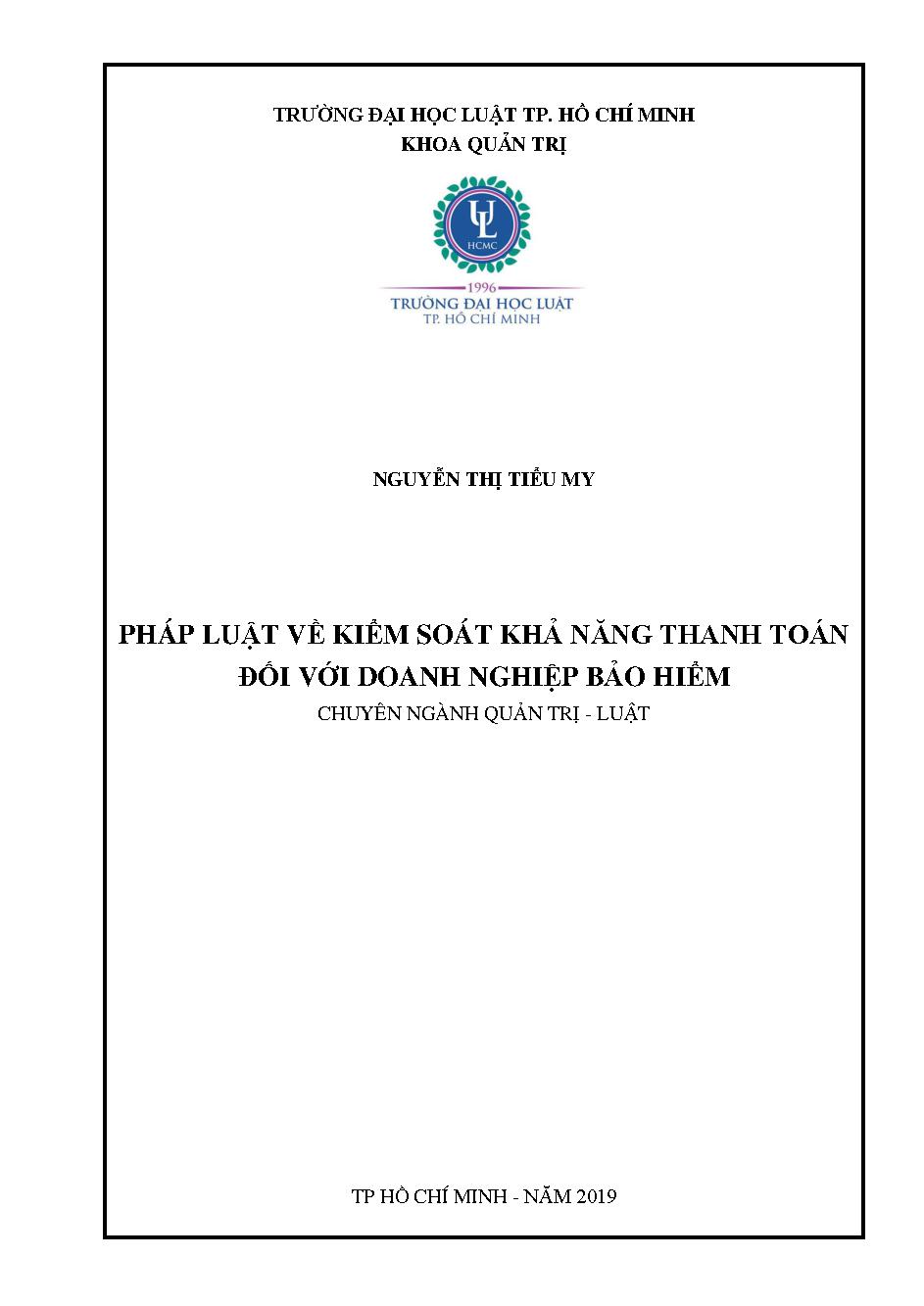 Pháp luật về kiểm soát khả năng thanh toán đối với doanh nghiệp bảo hiểm