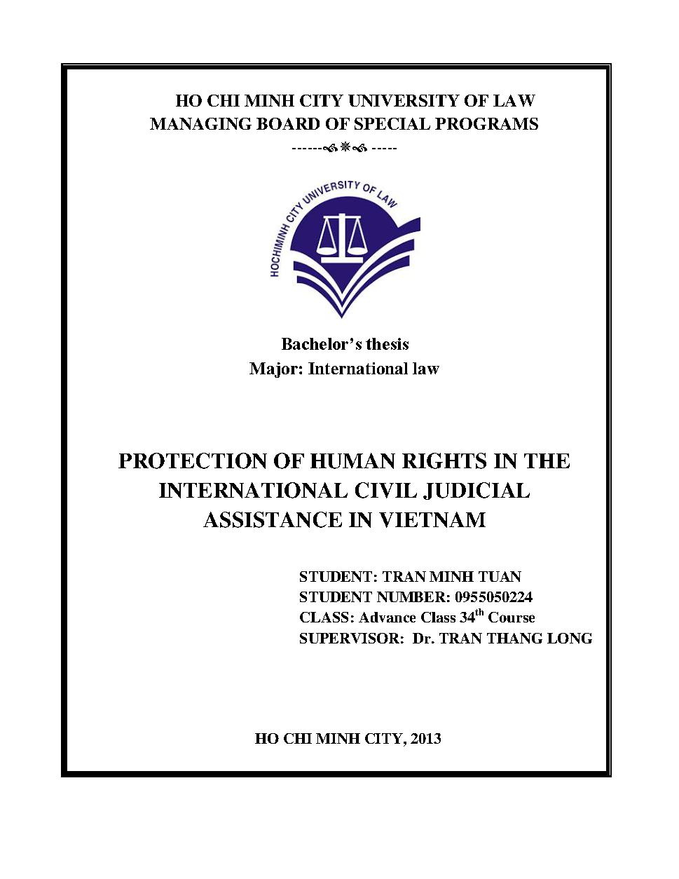 Protection of human rights in the international civil judicial assistance in Vietnam