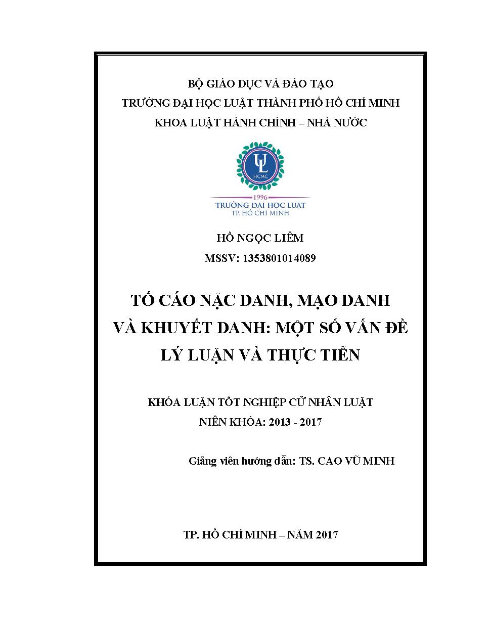 Tố cáo nặc danh, mạo danh và khuyết danh: Một số vấn đề lý luận và thực tiễn