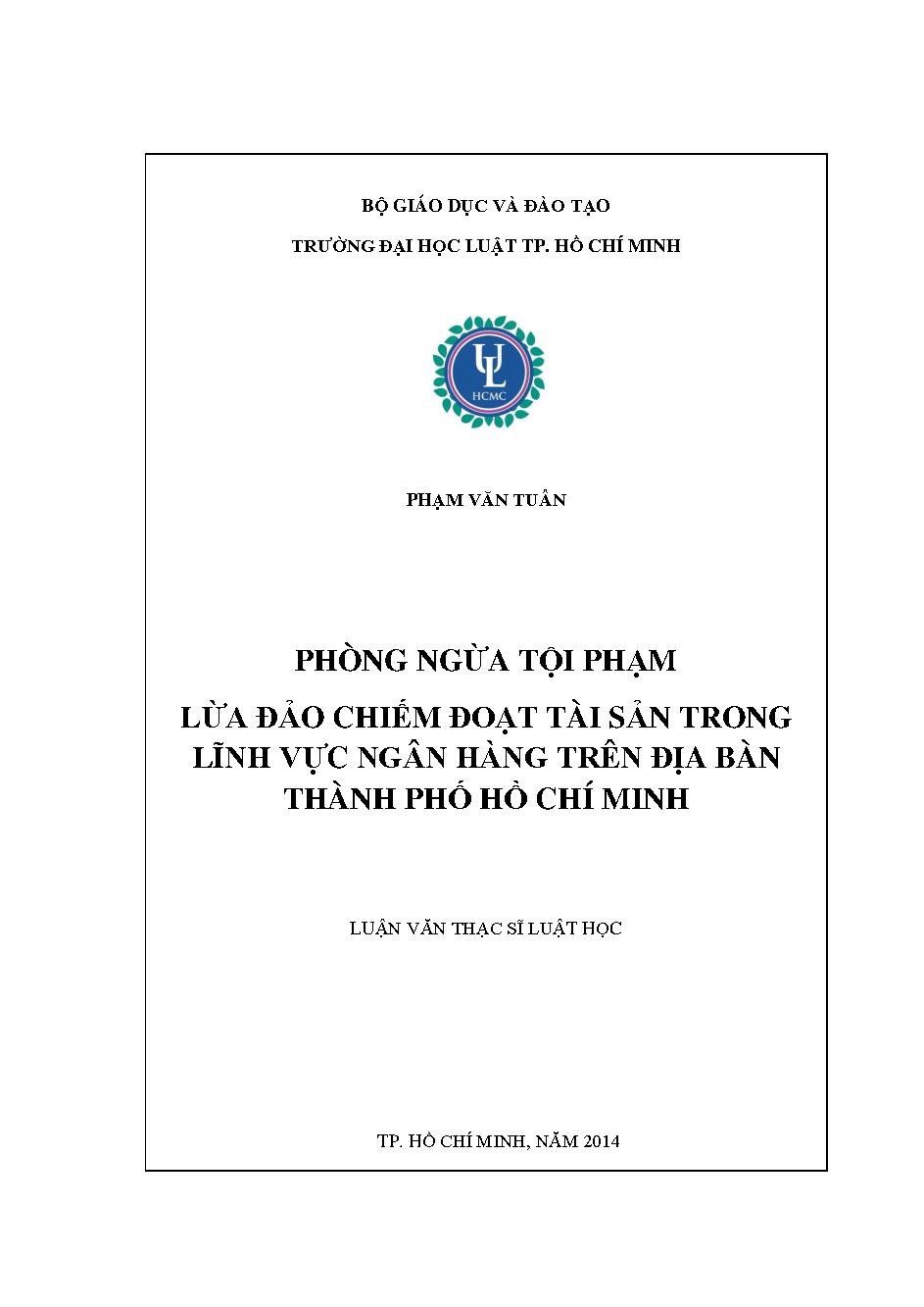 Phòng ngừa tội phạm lừa đảo chiếm đoạt tài sản trong lĩnh vực ngân hàng trên địa bàn thành phố Hồ Chí Minh