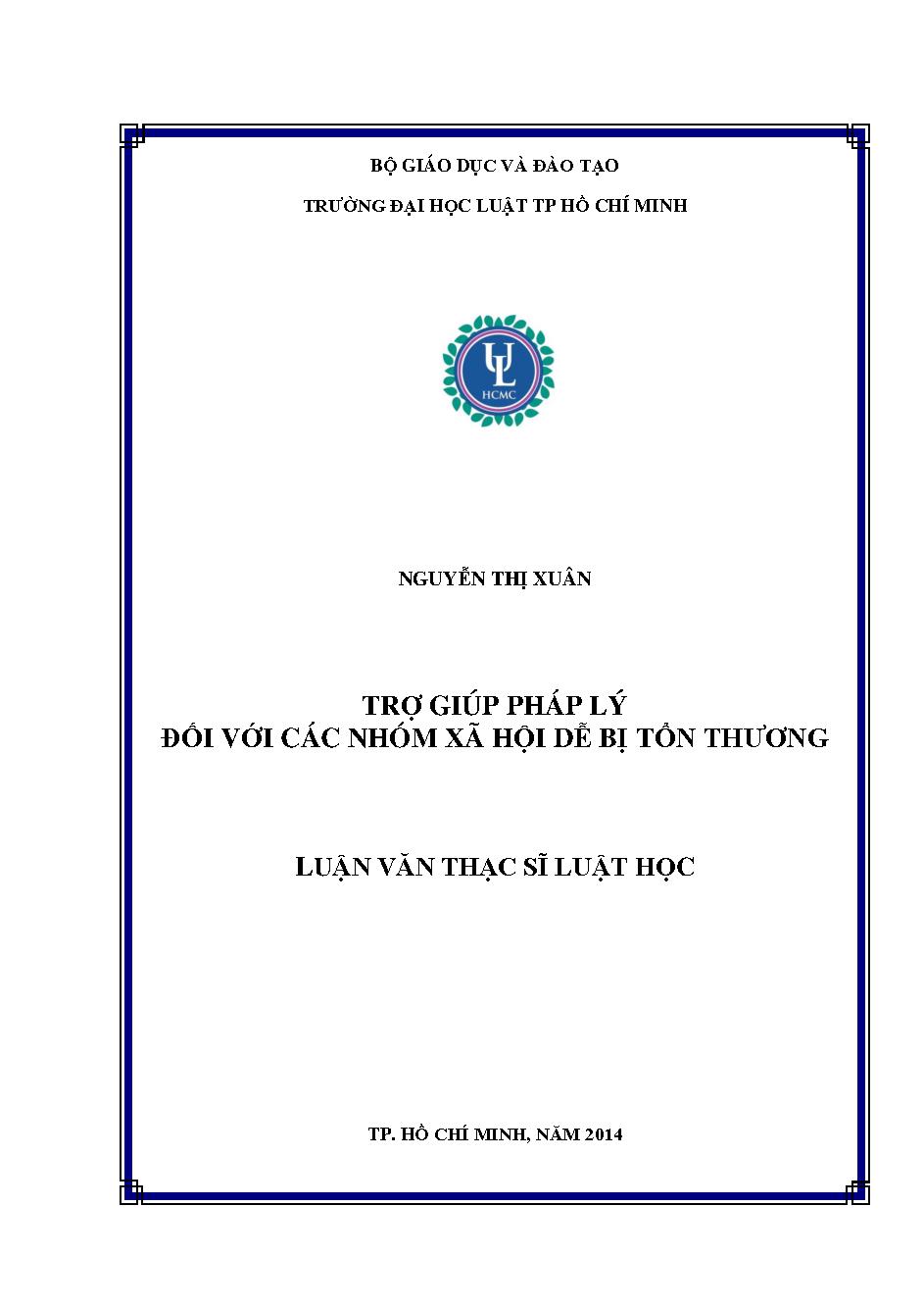 Trợ giúp pháp lý đối với các nhóm xã hội dễ bị tổn thương