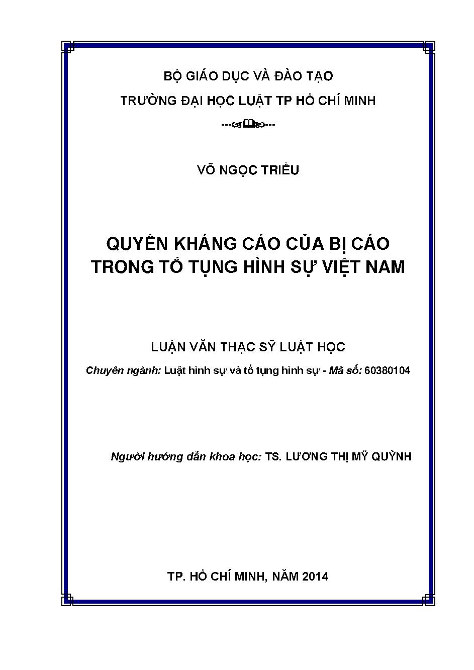 Quyền kháng cáo của bị cáo trong tố tụng hình sự Việt Nam