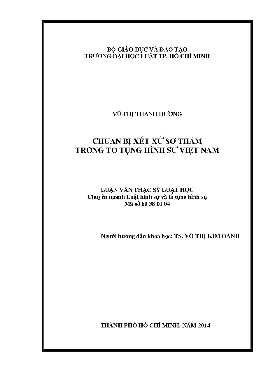 Chuẩn bị xét xử sơ thẩm trong tố tụng hình sự Việt Nam