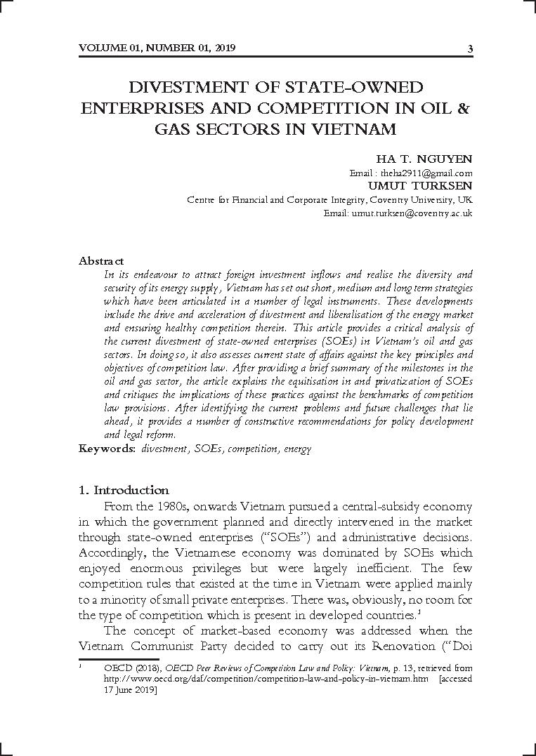 Divestment of state-owned enterprises and competition in oil & gas sectors in Vietnam