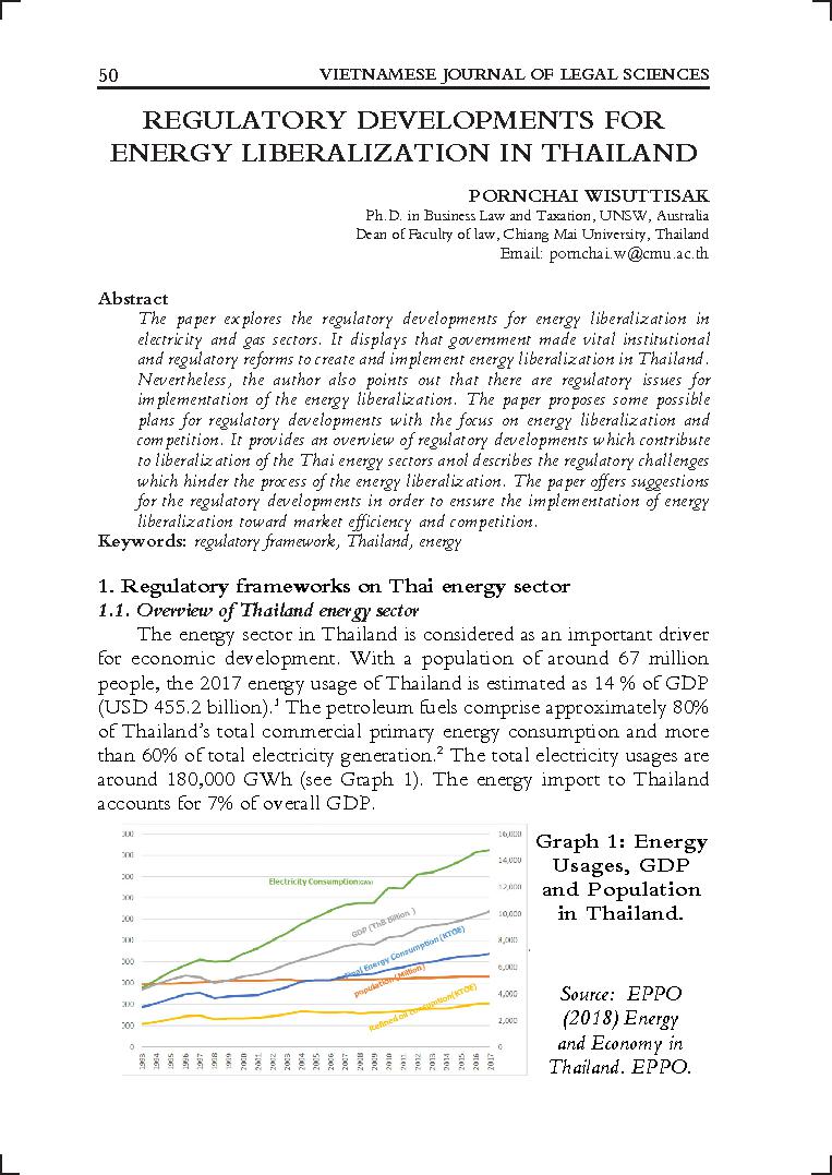 Regulatory developments for energy liberalization in Thailand