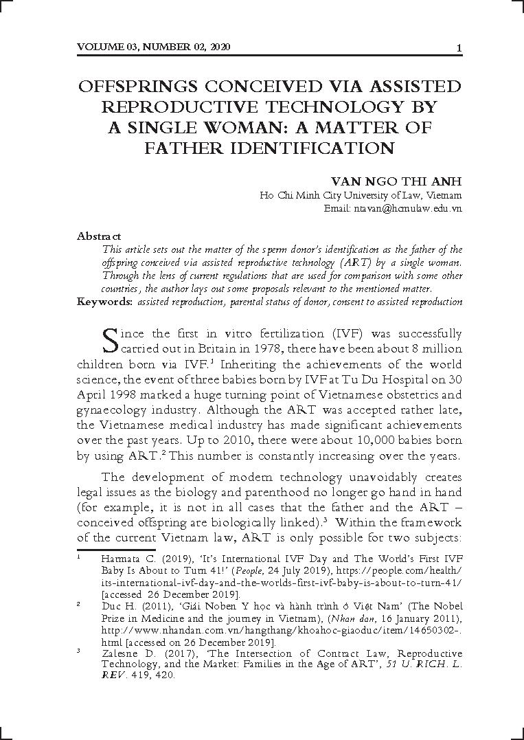 Offsprings conceived via assisted reproductive technology by a single woman : A matter of father identification