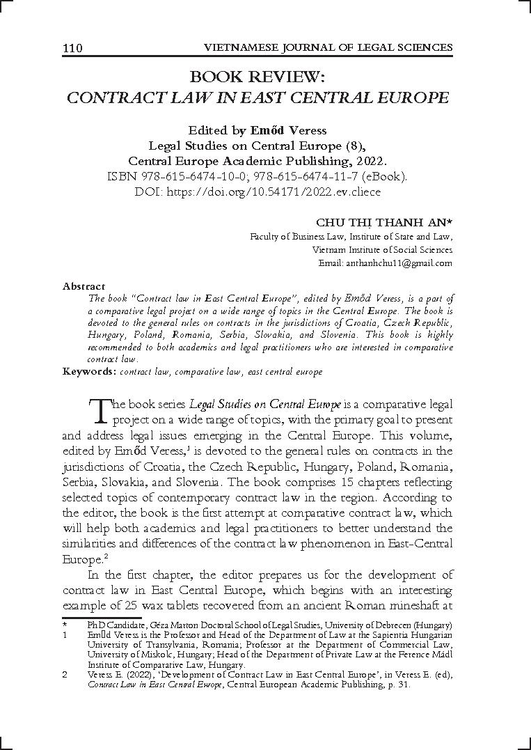 Book review: Contract law in east central europe