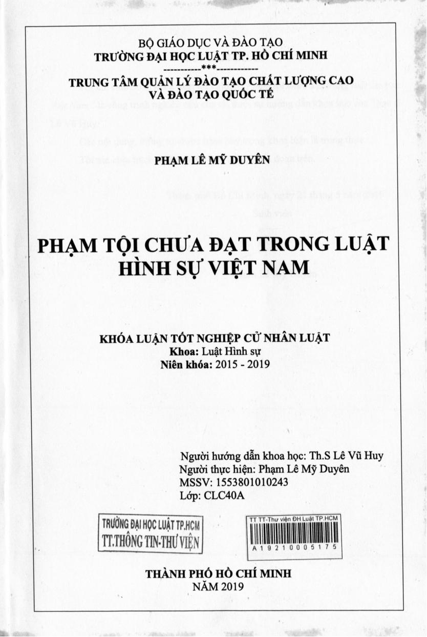 Phạm tội chưa đạt trong luật hình sự Việt Nam