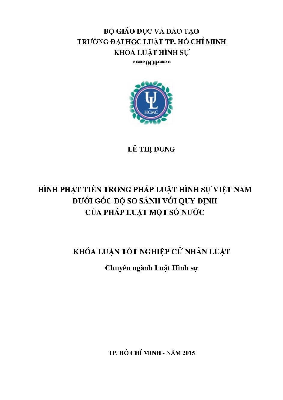 Hình phạt tiền trong pháp luật hình sự Việt Nam dưới góc độ so sánh với quy định của pháp luật một số nước