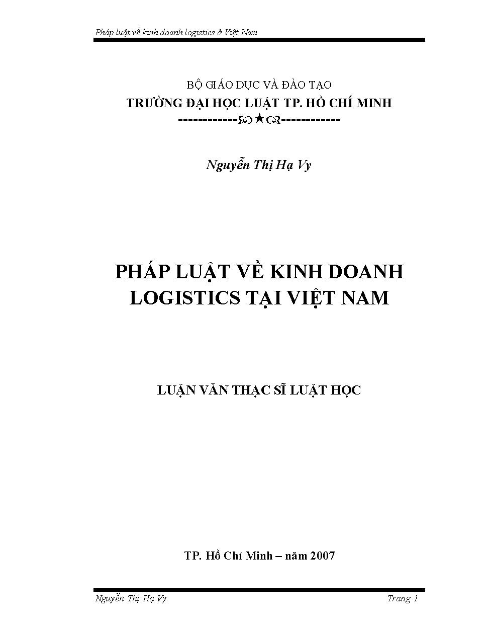 Pháp luật về kinh doanh Logistics tại Việt Nam