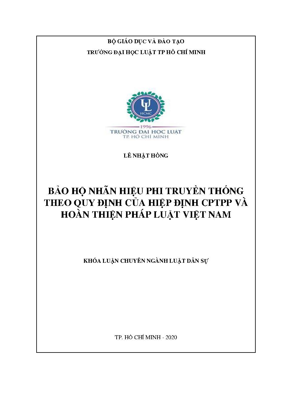 Bảo hộ nhãn hiệu phi truyền thống theo quy định của Hiệp định CPTPP và hoàn thiện pháp luật Việt Nam