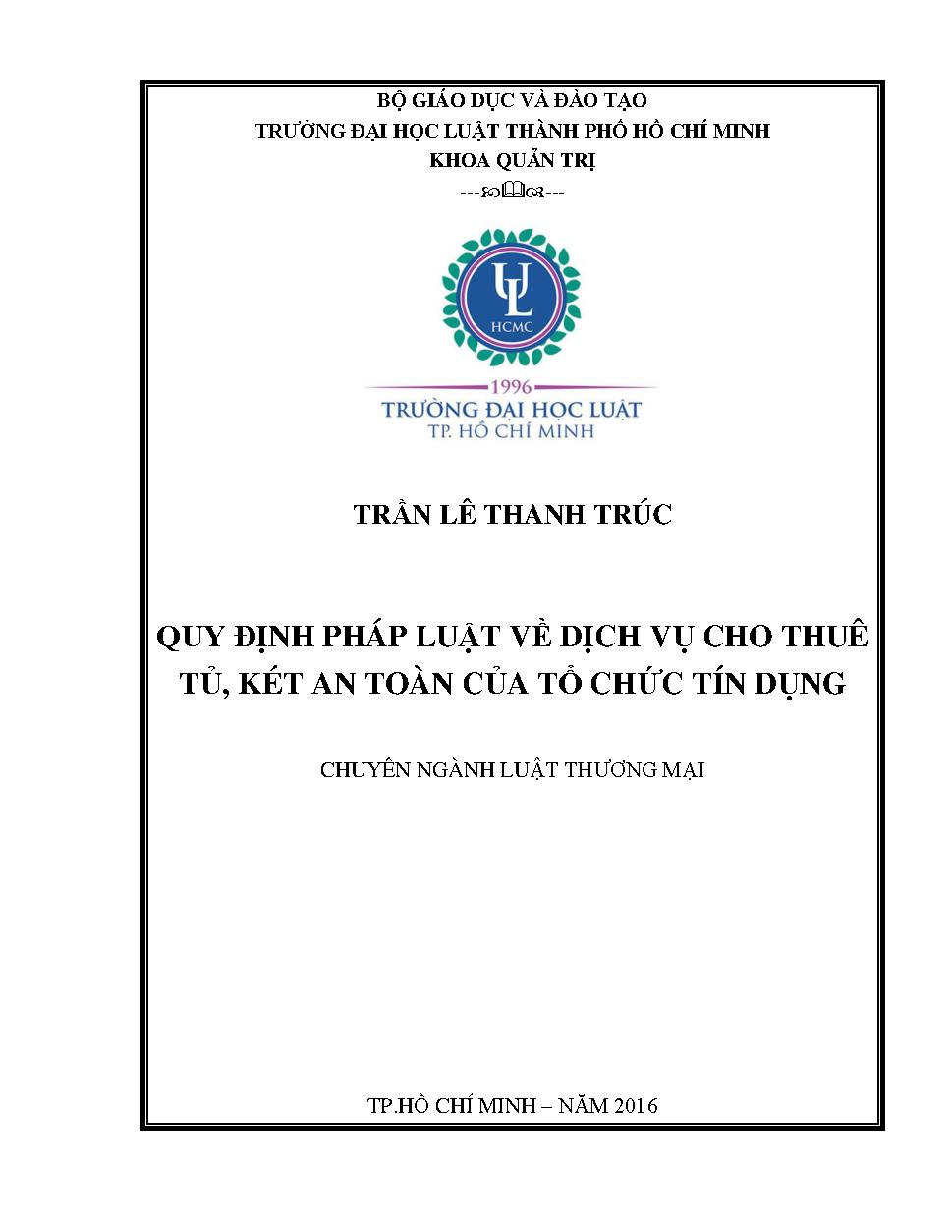 Quy định pháp luật về dịch vụ cho thuê tủ, két an toàn của tổ chức tín dụng