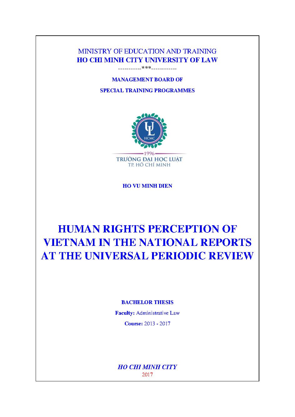 Human rights perception of Vietnam in the national reports at the universal periodic review