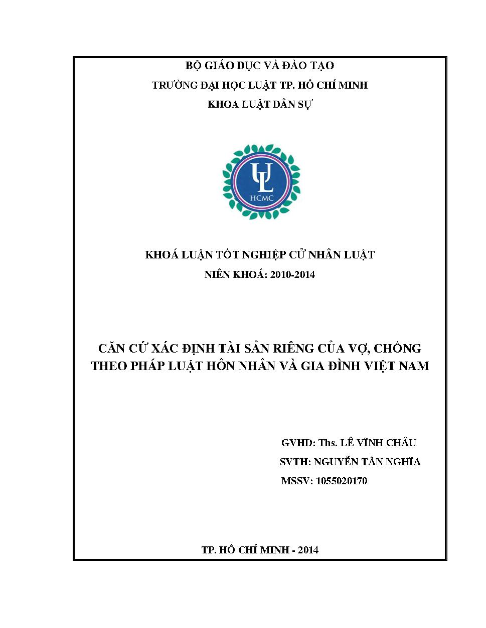 Căn cứ xác định tài sản riêng của vợ, chồng theo pháp luật hôn nhân và gia đình Việt Nam