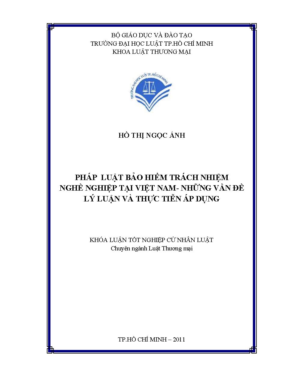 Pháp luật bảo hiểm trách nhiệm nghề nghiệp tại Việt Nam - Những vấn đề lý luận và thực tiễn áp dụng