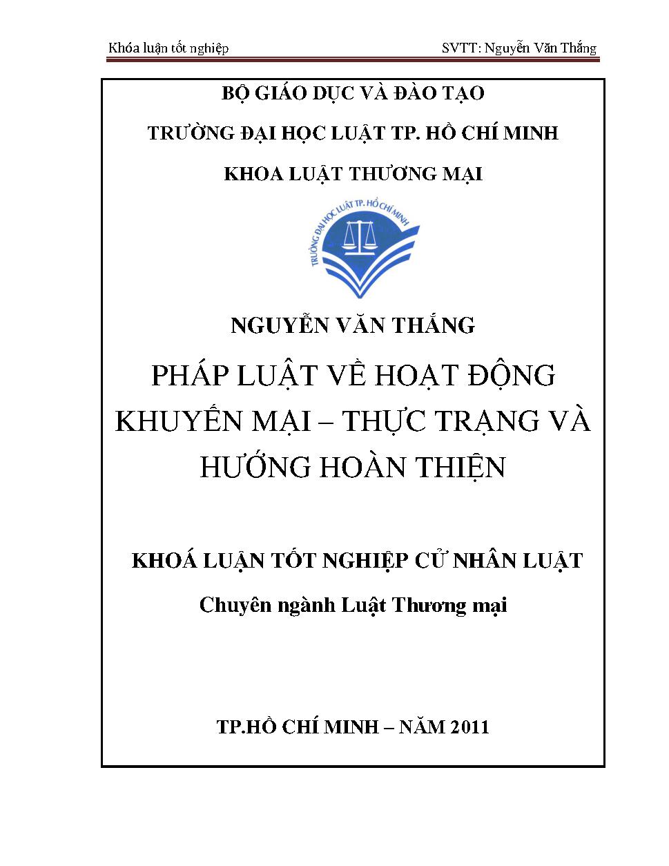 Pháp luật về hoạt động khuyến mại - Thực trạng và hướng hoàn thiện