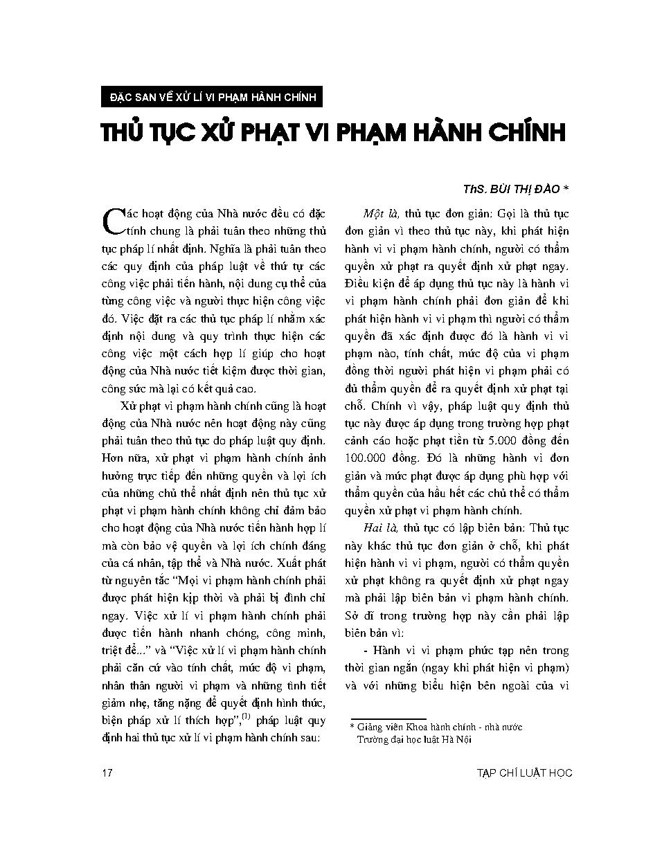 Thủ tục xử phạt vi phạm hành chính 