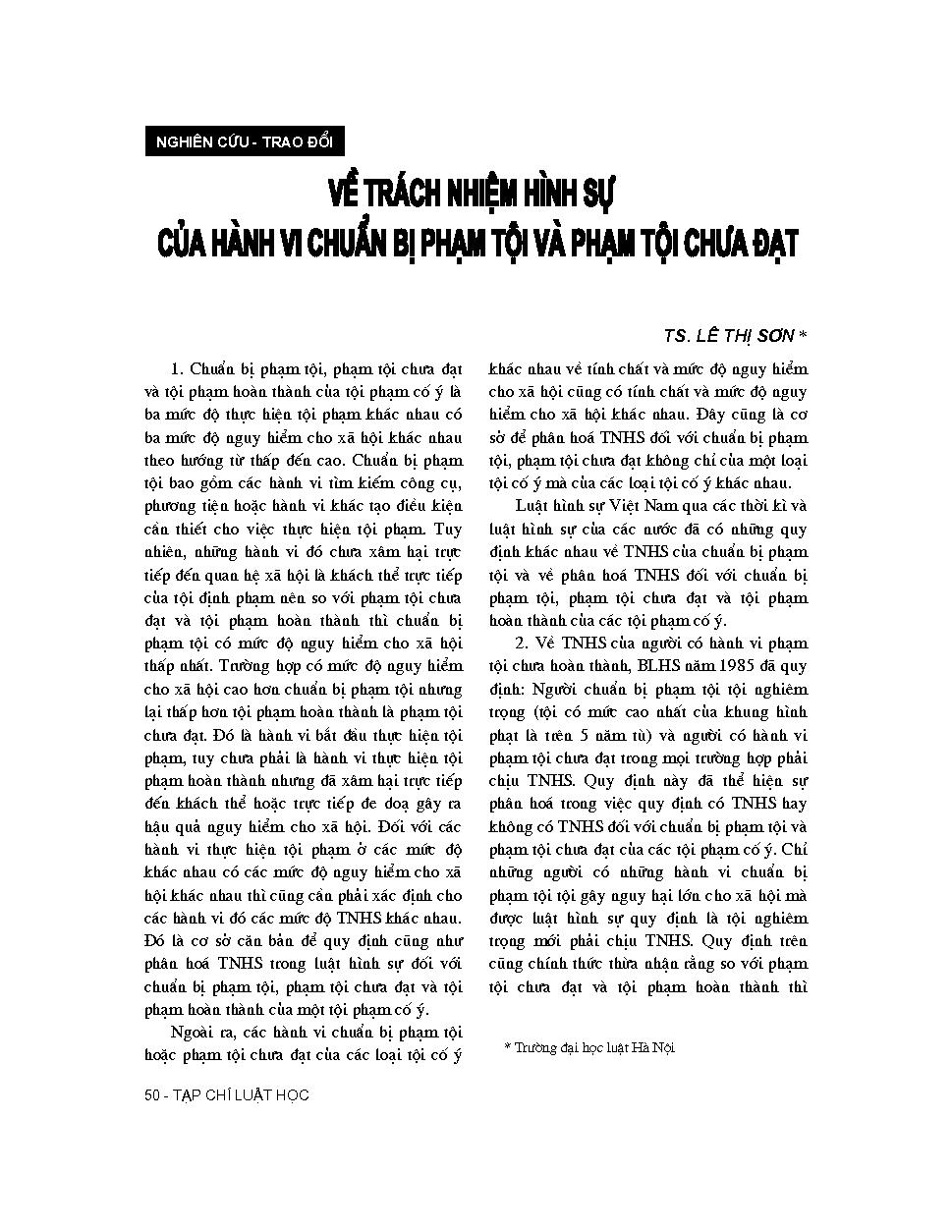 Về trách nhiệm hình sự của hành vi chuẩn bị phạm tội và phạm tội chưa đạt 