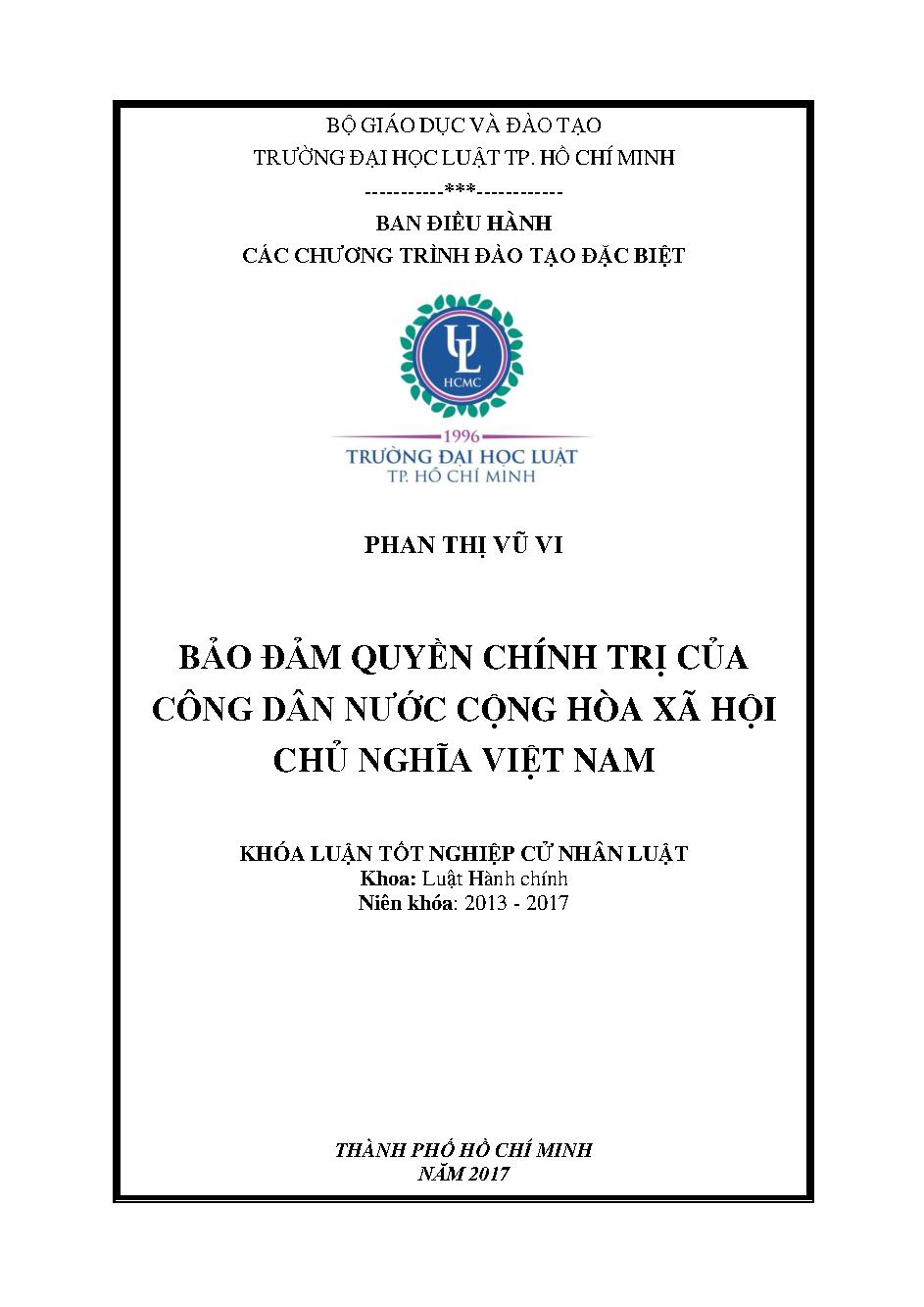 Bảo đảm quyền chính trị của công dân nước cộng hòa xã hội chủ nghĩa Việt Nam