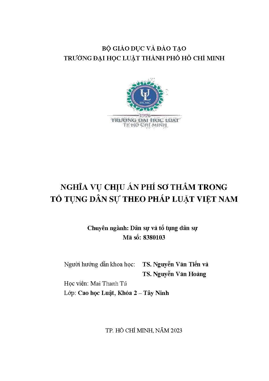 Nghĩa vụ chịu án phí sơ thẩm trong tố tụng dân sự theo pháp luật Việt Nam