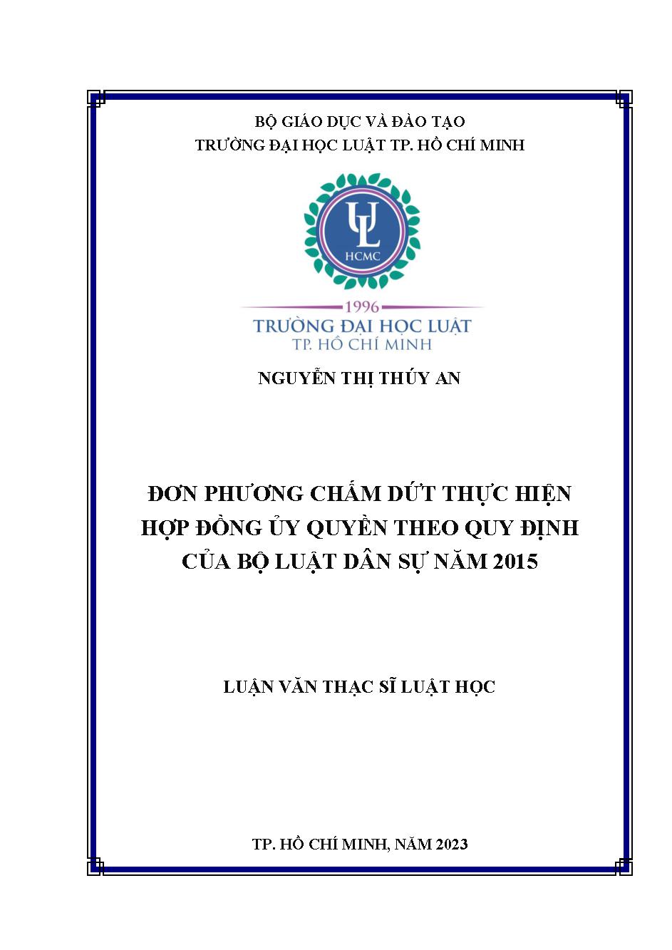 Đơn phương chấm dứt thực hiện hợp đồng ủy quyền theo quy định của Bộ luật Dân sự năm 2015