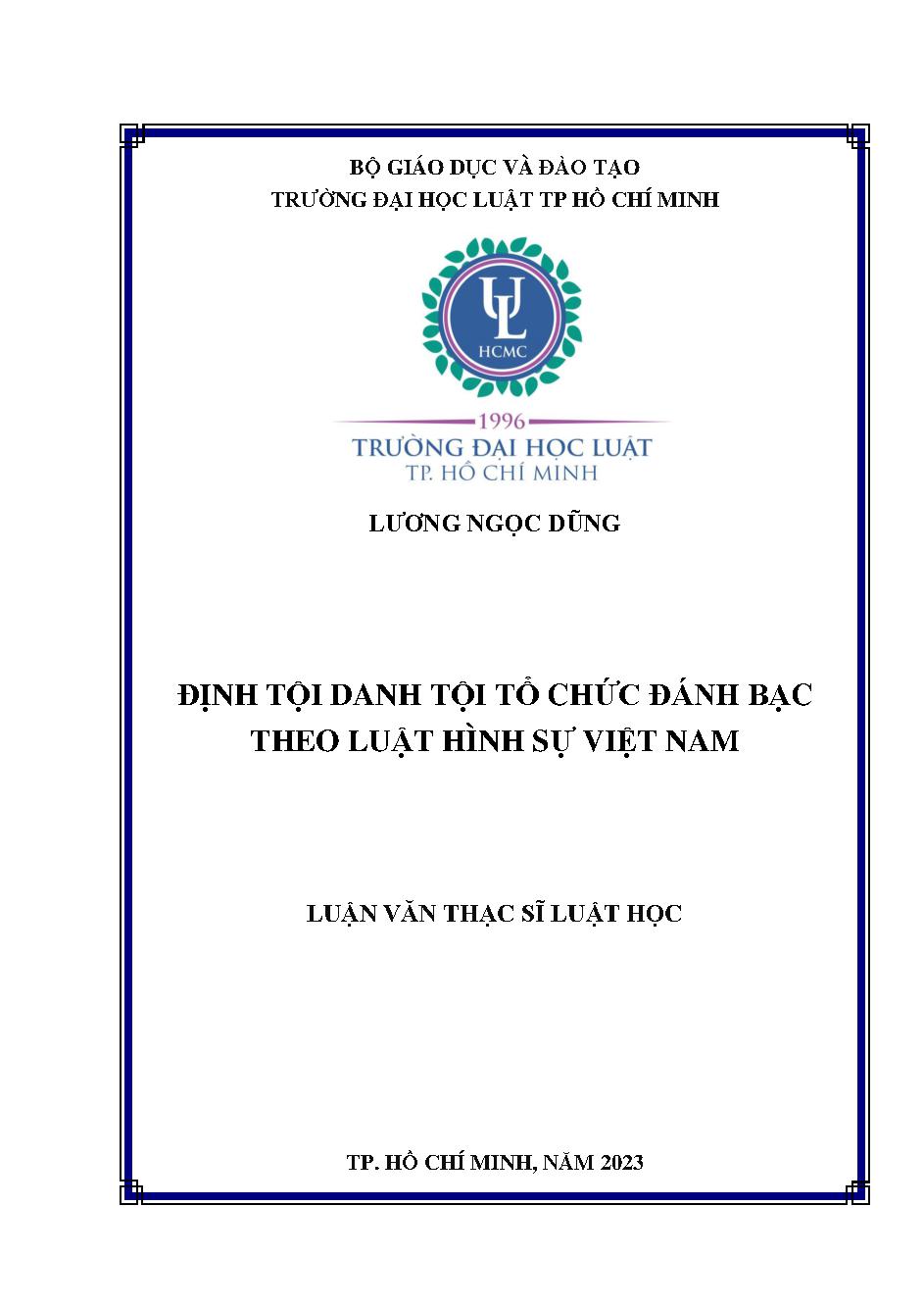 Định tội danh tội tổ chức đánh bạc theo luật hình sự Việt Nam