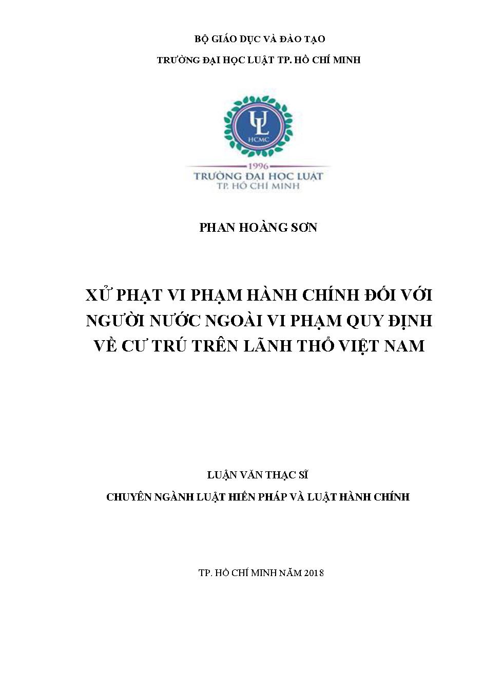 Xử phạt vi phạm hành chính đối với người nước ngoài vi phạm quy định về cư trú trên lãnh thổ Việt Nam