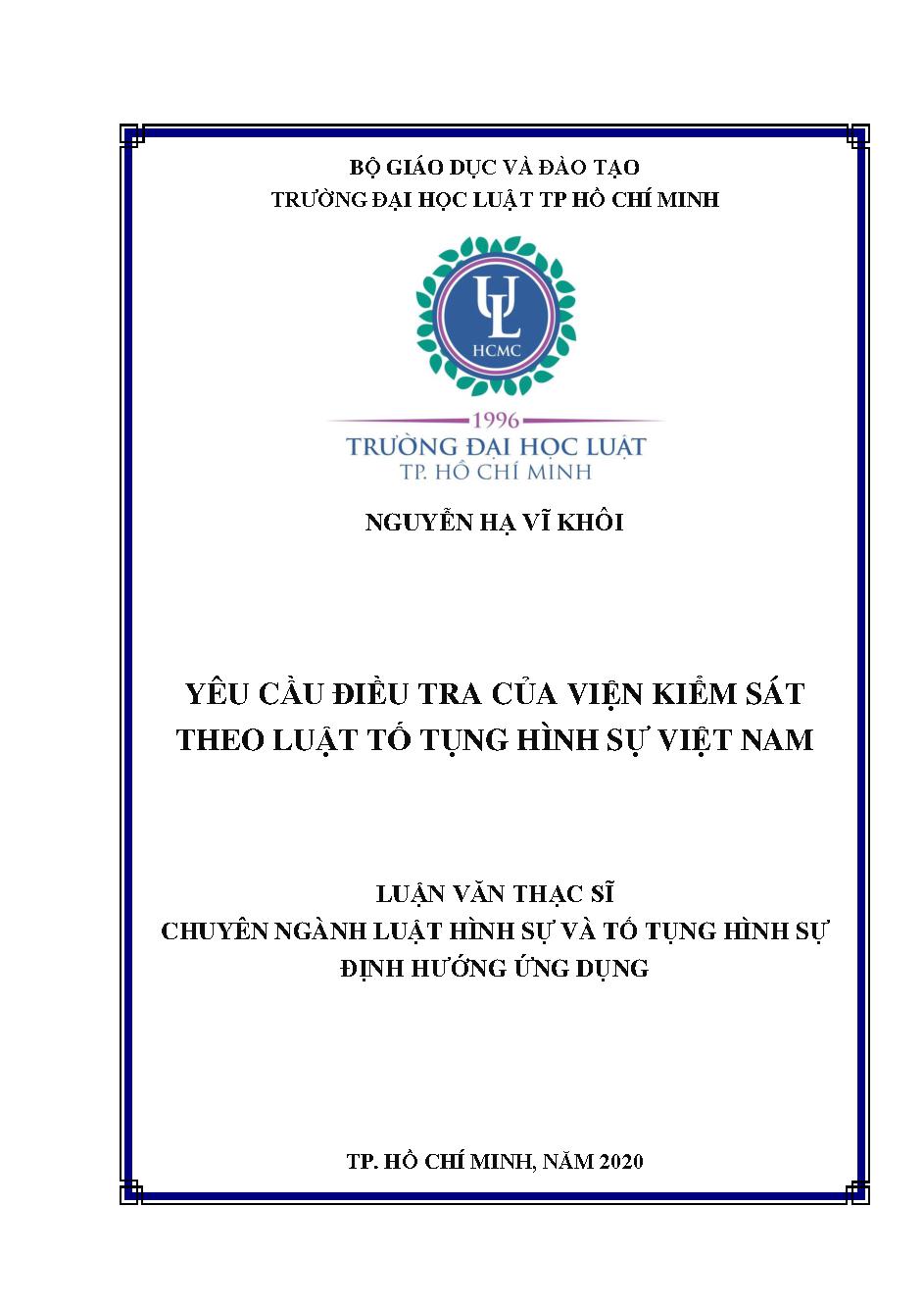 Yêu cầu điều tra viên của Viện kiểm sát theo Luật tố tụng hình sự Việt Nam