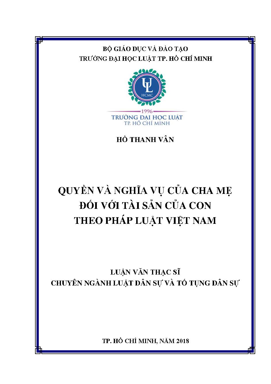 Quyền và nghĩa vụ của cha mẹ đối với tài sản của con theo pháp luật Việt Nam