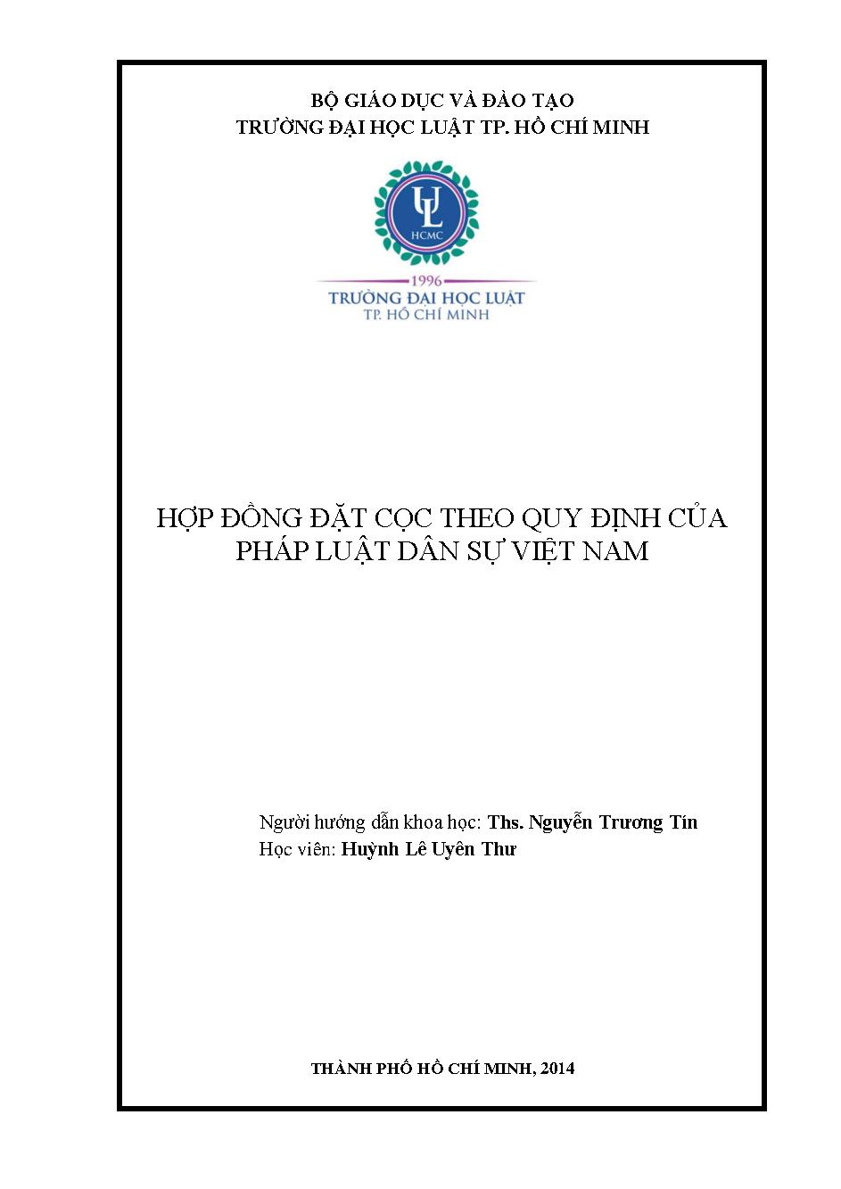 Hợp đồng đặt cọc theo quy định của pháp luật dân sự Việt Nam